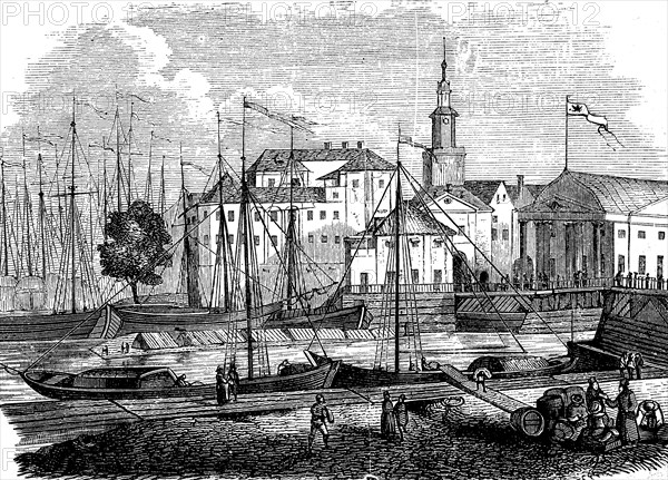 The port in Königsberg in Prussia
