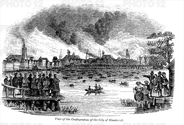 The harbor fire in Hamburg