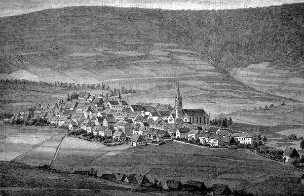 View of Oberwiesenthal in Saxon Ore Mountains in 1880