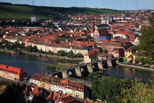 View to the old city of Würzburg on river Main