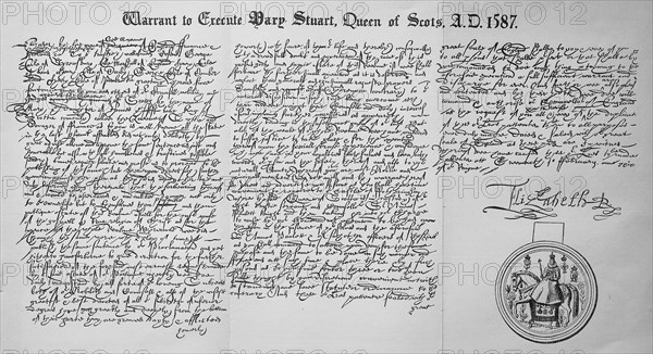 Order for the execution of Mary Stuart