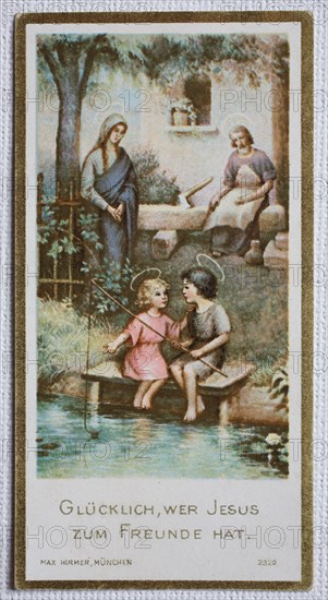 Holy picture Communion picture baby Jesus as a fisherman