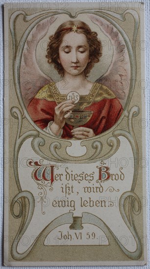 Holy picture of who is this bread eats live forever / Heiligenbild
