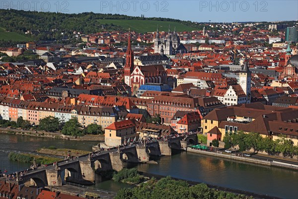 View to the old city of Würzburg on river Main