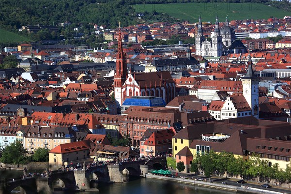 View to the old city of Würzburg on river Main