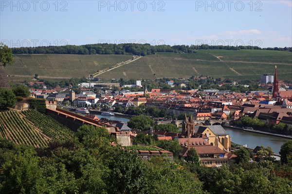 View to the old city of Würzburg on river Main