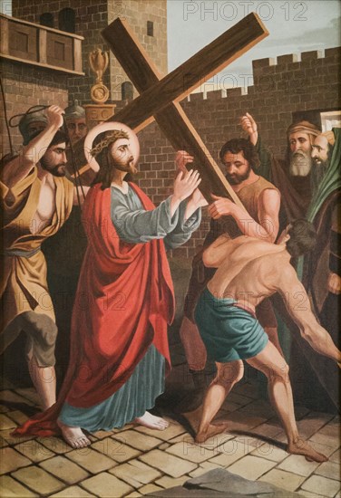 Stations of the Cross by an unknown artist in the handling of the Catholic pilgrimage church to the Holy Trinity in Kappl