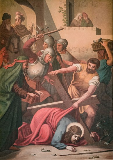 Stations of the Cross by an unknown artist in the handling of the Catholic pilgrimage church to the Holy Trinity in Kappl