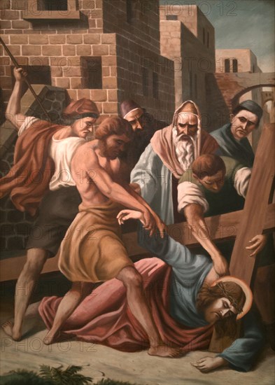 Stations of the Cross by an unknown artist in the handling of the Catholic pilgrimage church to the Holy Trinity in Kappl