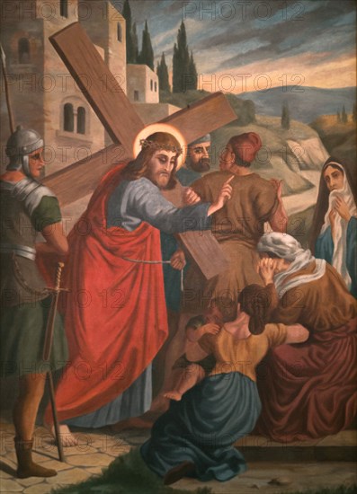 Stations of the Cross by an unknown artist in the handling of the Catholic pilgrimage church to the Holy Trinity in Kappl