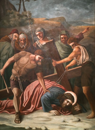 Stations of the Cross by an unknown artist in the handling of the Catholic pilgrimage church to the Holy Trinity in Kappl