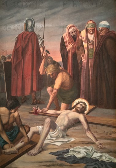 Stations of the Cross by an unknown artist in the handling of the Catholic pilgrimage church to the Holy Trinity in Kappl