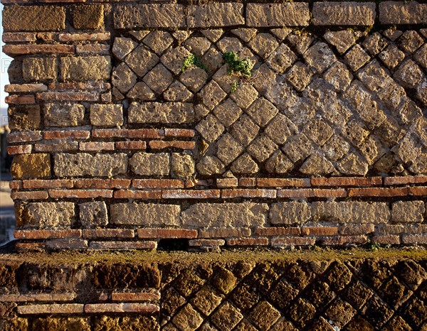 Wall of an old Roman era building, Detail, Pompeii