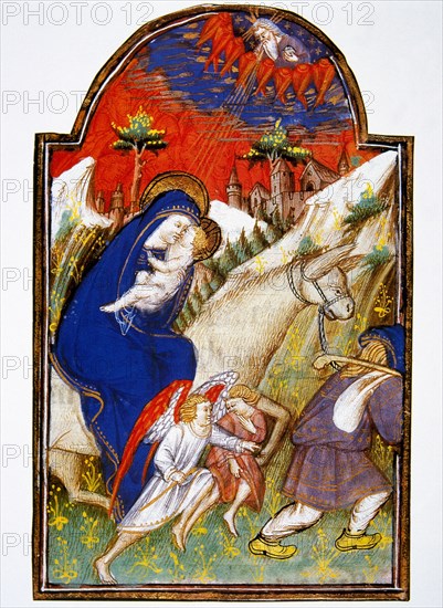 The Flight into Egypt, Miniature, Book of hours