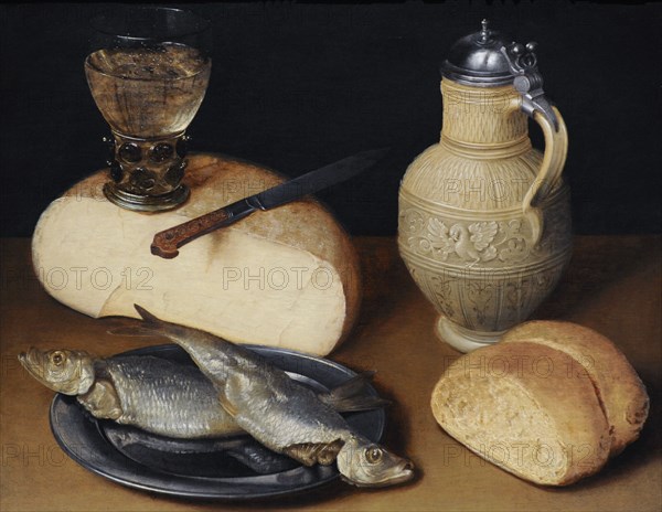 Still Life with Cheese, Fish and Jug