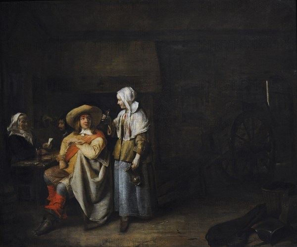 Officer and Two Card Players, 1652-1655, by Pieter de Hooch