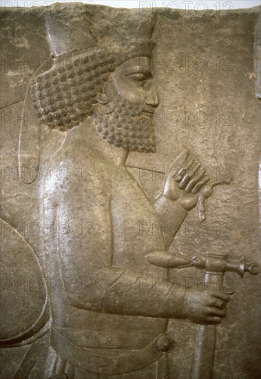 Persepolis. Mede soldier during a reception of King Darius I. 5th century BC. Iran.