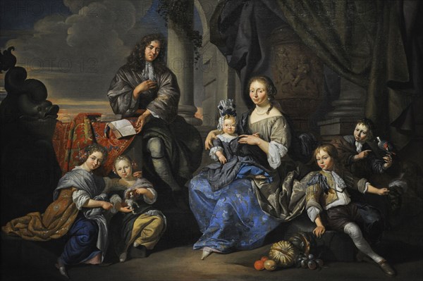 Dirck Toorenvliet with his family, 1687-1694, by Jacob Toorenvliet