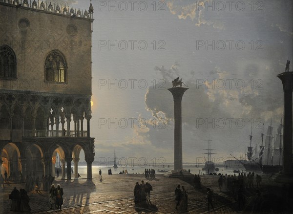 Piazzetta in Venice by Moonlight, 1842, by Friedrich Nerly