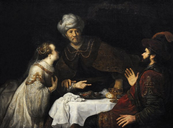 Esther and Haman before Ahasuerus