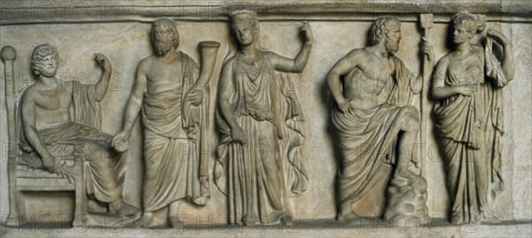 Assembly of the Gods. Jupiter, Pluto, Proserpina, Neptune and Amphitrite.