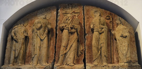 Tympanum relief from St. Pantaleon's Church in Cologne.
