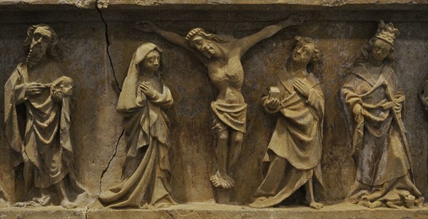 Retable. Crucifixion with Saints and a donor.