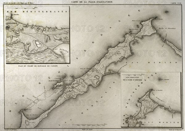 Napoleonic map of the Egyptian coast with the city of Alexandria.