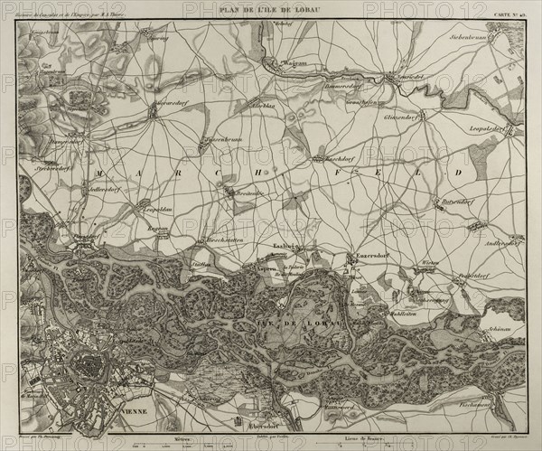 Napoleonic map of the island of Lobau.