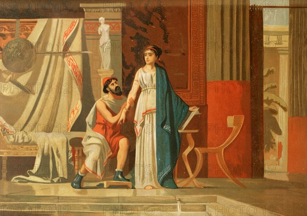 Aspasia of Miletus with her lover Pericles.