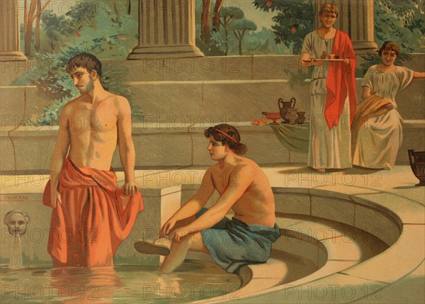 Peisistratos and Telemachus in the Palace of Menelaus in Sparta.