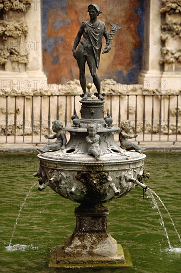 Pond and fountain of Mercury, in the Gardens of The Alcazar.