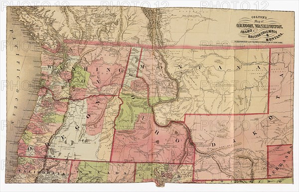 Map of Oregon, Washington, Idaho, British Columbia & Montana