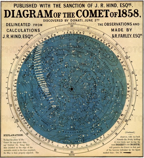 Planisphere with the path of Donati’s Comet