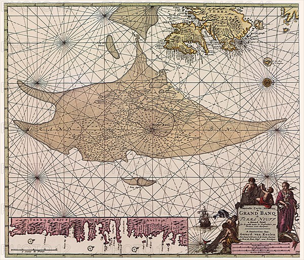 Map of Grand Banq, Newfoundland 1728