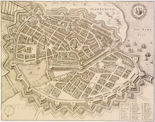 Town Plan of Hamburg 1645