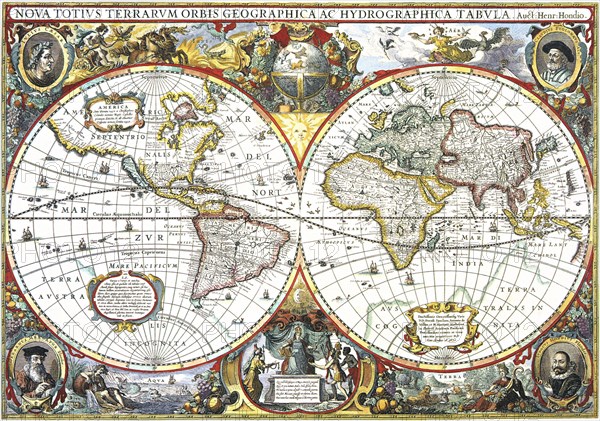 Double-Hemisphere Map of the World 1630