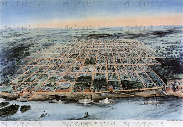 1859 Map of Quincy Illinois