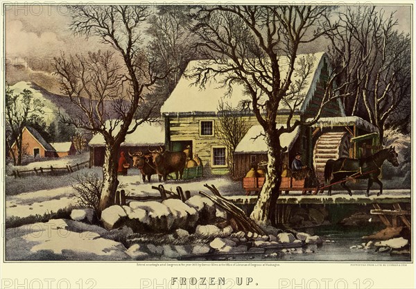 House in Winter with Oxen