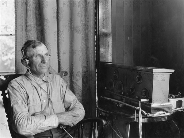 Iowa Farmer Listening To Radio