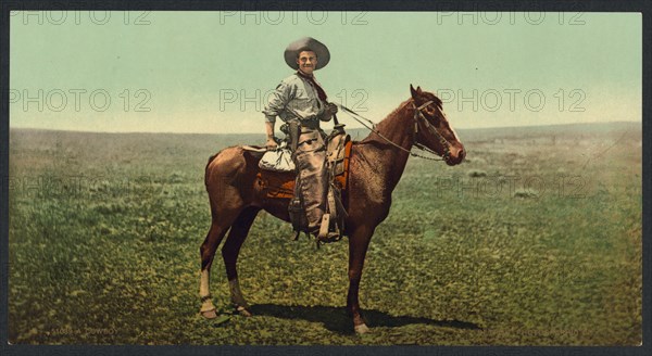 Circa 1898-1905 - A cowboy. Photochrome