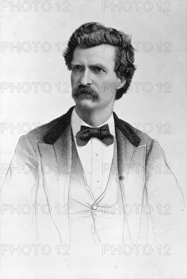 Engraving of Mark Twain (Samuel Clemens), 1835-1910