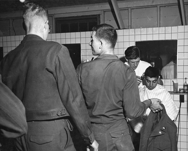 Recruits Line Up for Haircuts