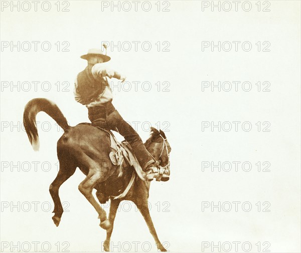 Cowboy on a bucking horse 1888.