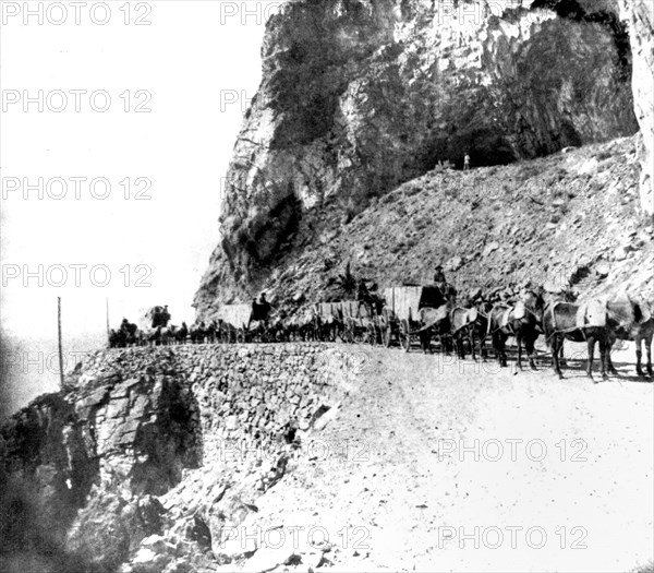 Nevada History - Cave Rock, Lake Tahoe, Nevada (view from the road) circa 1866.