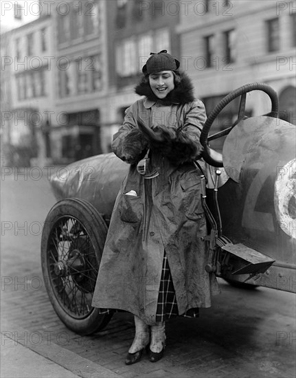 Miss Elinor Blevins, movie star, aviatrix, auto racer circa 1915.