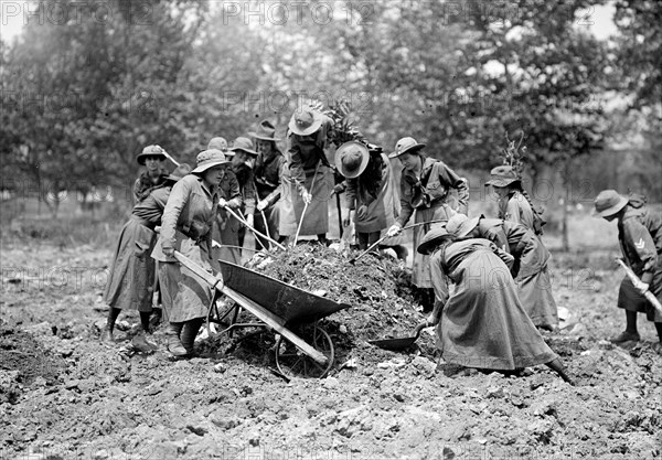 Girl Scouts gardening circa 1917.