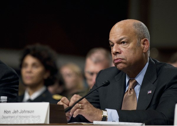 Homeland Security Jeh Johnson testifies about the role and responsibility of the Department of Homeland Security in response to the Ebola outbreak in West Africa at a Senate Committee 2014.