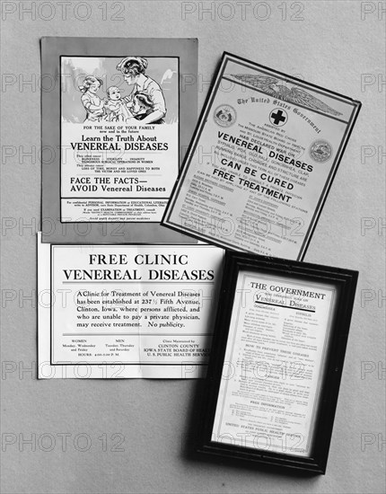 United States Public Health Service VD leaflets and posters circa early1900s .