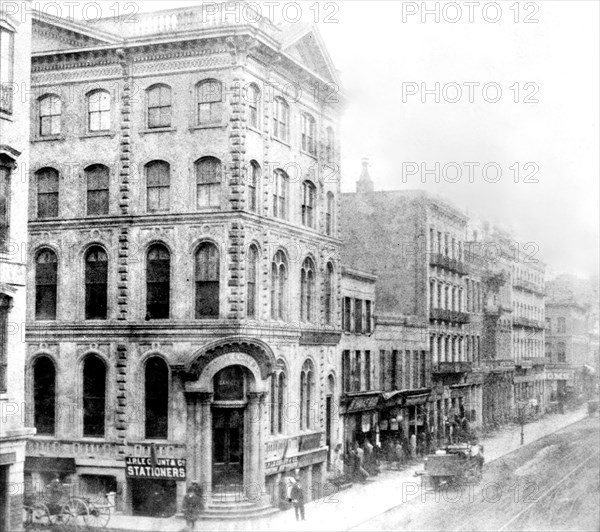 California History - East side of Montgomery St., from Sacramento to California, San Francisco circa 1866.